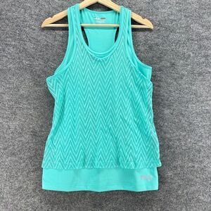 5/$45 Fila Activewear Tank Women M Medium Blue Striped Sleeveless Racerback